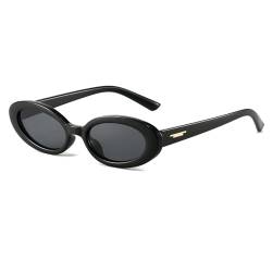 LJCZKA Retro Ovale Sonnenbrille Damen Herren 90er Vintage Kleine Oval Sonnenbrille Trendy Oval Brille mit UV Schutz von LJCZKA