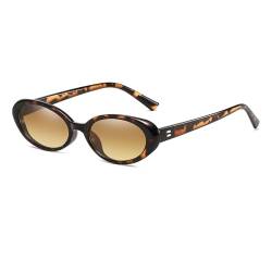 LJCZKA Retro Ovale Sonnenbrille Damen Herren 90er Vintage Stilvolle Kleine Schmal Oval Sonnenbrille UV400 von LJCZKA
