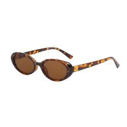 LJCZKA Retro Ovale Sonnenbrille Damen Herren 90er Vintage Stilvolle Kleine Schmal Oval Sonnenbrille UV400 von LJCZKA