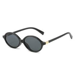 LJCZKA Retro Ovale Sonnenbrille Unisex Klassische Mode 90er Runde Ovale Kleine Sonnenbrille mit UV400 Schutz von LJCZKA