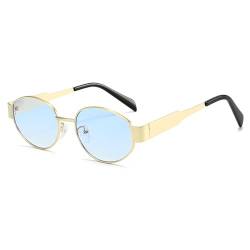 LJCZKA Retro Runde Ovale Sonnenbrille Metall Rahmen für Damen und Herren Klassisch Kleine Ovale Brille mit UV400 Schutz von LJCZKA