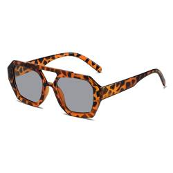 LJCZKA Retro Sonnenbrille Pilotenbrille Damen Herren Quadratische Doppelsteg Klassisch 70er Flach Sonnenbrille mit UV400 Schutz von LJCZKA