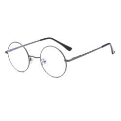 LJCZKA Runde Blaulichtfilter Brille Damen Herren, Runde Brille Ohne Stärke Metallgestell für PC, Handy, Fernseher, Anti Müdigkeit von LJCZKA