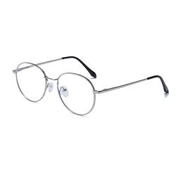 LJCZKA Runde Blaulichtfilter Brille Ohne Stärke – Retro Blaulicht Brille Photochrome für Damen Herren Computerbrille Nerdbrille Dekobrille von LJCZKA