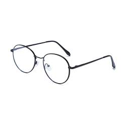 LJCZKA Runde Blaulichtfilter Brille Ohne Stärke – Retro Blaulicht Brille Photochrome für Damen Herren Computerbrille Nerdbrille Dekobrille von LJCZKA