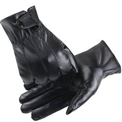 LJCZKA Touchscreen Handschuhe Herren Leder, Winter Faux Lederhandschuhe Herren Thermo Winddicht Kälteschutz von LJCZKA
