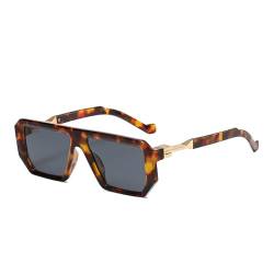 LJCZKA Trendy Sonnenbrille Eckig für Herren Damen, Klassisch Retro 70er Pilotenbrille Sonnenbrille Quadratisch Rechteckig Brille mit UV400 Schutz von LJCZKA