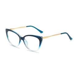LJCZKA Vintage Blaulichtfilter Brille Damen Katzenaugen, Brille Ohne Stärke Damen Katzenauge Brillengestell Metall Anti Müdigkeit von LJCZKA