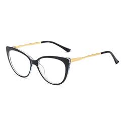 LJCZKA Vintage Blaulichtfilter Brille Damen Katzenaugen, Brille Ohne Stärke Damen Katzenauge Brillengestell Metall Anti Müdigkeit von LJCZKA