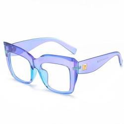LJCZKA Vintage Blaulichtfilter Brille Katzenaugen Damen, Retro Brille Ohne Stärke Dicker Rahmen Damen Groß Pc Gaming von LJCZKA
