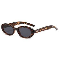 LJCZKA Vintage Kleine Ovale Sonnenbrille Damen Herren, Retro Sonnenbrille Klein Oval Trendy Brille mit Stern mit UV Schutz von LJCZKA