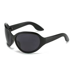 LJCZKA Vintage Ovale Sonnenbrille für Damen Herren, Wrap Around Fashion Sunglasses y2k Klassische übergroße Brille Unisex mit UV-Schutz von LJCZKA
