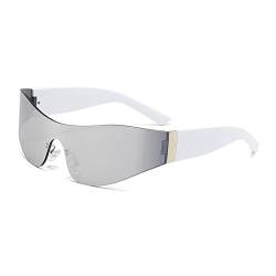 LJCZKA Y2k Wraparound Sonnenbrille für Damen Herren, Vintage Randlose Sonnenbrille Futuristische Brille Sportbrille Radfahren Unisex UV-Schutz von LJCZKA