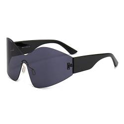 LJCZKA y2k Wrap Around Sonnenbrille Herren Damen, Randlose y2k Sonnenbrille übergroße Schnelle Brille Futuristisch Unisex mit UV-Schutz von LJCZKA