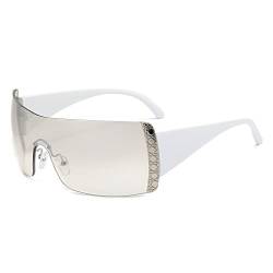 LJCZKA y2k Wrap Around Sonnenbrille für Damen und Herren, Rechteckige Große Sonnenbrille Randlos One Piece Brille Mode Unisex mit UV-Schutz von LJCZKA