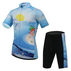 Fahrradhose Kinder Jungen Fahrrad Anzug Radhose Fahrradtrikot Kinder Radhose Mit Sitzpolster Fahrrad Outfit Radtrikot Jungen 152 von LJENFCI