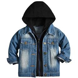 LJENFCI Jungen Jeansjacke Teenager Kinderjacken mit Kapuze Toddler Unisex Jeansmantel Kinder Cool Mantel Frühling und Herbst Kinderkleidung(Blau # 2,146) von LJENFCI