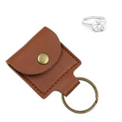 LJHYSD Leder-Schlüsselanhänger-Ringhalter, Reisetasche für Ehering, Halsketten, Münzen, Workout und Fitnessstudio, braune Tasche von LJHYSD