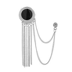 Brosche Metall Strass Kristall Brosche Herren Anzug Hemd Kragen Pin Schwarz Quaste Broschen Schmuck Zubehör (Schwarz, Gold, Silber) von LJQZFWXX