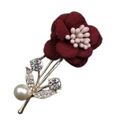 Brosche Vintage süße Strass-Blumenbroschen für Herren, Anzug, Schal, Anstecknadeln, Bräutigam, Hochzeit, Abendessen, Brosche, Zubehör, Geschenk (A) von LJQZFWXX