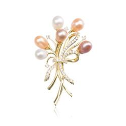 Elegante natürliche Perlenbrosche, Temperament-Diamant-Blumenstrauß-Brosche, Damenbekleidungszubehör (A (A wie das Bild zeigt) von LJQZFWXX