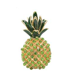 Grüne Farbe Strass-Ananas-Broschen für Damen, modische Sommer-Brosche, Emaille-Anstecknadeln (A (A wie das Bild zeigt) von LJQZFWXX