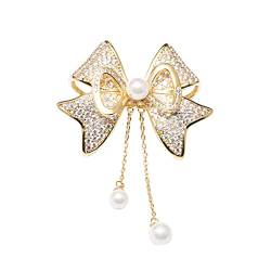 Ruili Sweet Pin Brosche Schleife Fransen Perlenbrosche Damen Pullover Strickjacke Exquisite Accessoires von LJQZFWXX