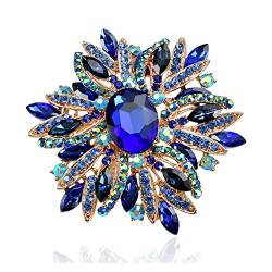 Schmuckbrosche für Damen, Blumenbrosche, Trend-Stil, Legierung, Metall, Perle, Strass, Blumentropfen, Ölbrosche, Damen-Corsage (D) (A 9,4 x 8,8 cm) von LJQZFWXX