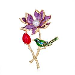 Schmuckbrosche für Damen, Brosche, Lotus-Perlenbrosche, weiblich, Retro-Temperament-Corsage, Kleidungszubehör, Tier-Corsage (A 6,6 x 4,3 cm) (A 6,6 x 4,3 cm) von LJQZFWXX