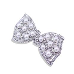Schmuckbrosche für Damen, Perlenbrosche, glitzernde Mode, handgefertigte Broschen für Damen, voll perlenbesetzt, Hochzeitsknotenschleife (A 3,3 cm x 6,5 cm) von LJQZFWXX