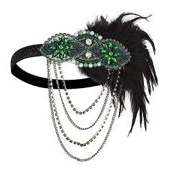 LJRPUPY 1920er Jahre Flapper Feder Kopfschmuck Brüllender Gatsby Kopfschmuck Abschlussball Haarschmuck Zubehör für Frauen und Mädchen von LJRPUPY