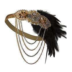 LJRPUPY 1920er Jahre Flapper Feder Kopfschmuck Brüllender Gatsby Kopfschmuck Abschlussball Haarschmuck Zubehör für Frauen und Mädchen von LJRPUPY