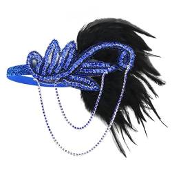 LJRPUPY 1920er Jahre Pailletten Showgirl Kopfschmuck Perle Pfau Feder Haarband Great Gatsby Zubehör für Frauen Mädchen von LJRPUPY