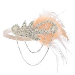 LJRPUPY 1920er Jahre Pailletten Showgirl Kopfschmuck Perle Pfau Feder Haarband Great Gatsby Zubehör für Frauen Mädchen von LJRPUPY