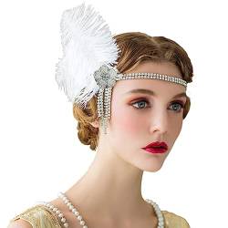 LJRPUPY Damen Retro Federn Kopfschmuck Flapper Stirnband Great Gatsby Feder Stirnband 1920er Cocktail Party Kopfschmuck von LJRPUPY