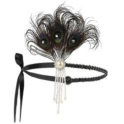 LJRPUPY Pfauenfeder Kopfschmuck Flapper Stirnband Roaring 20er Jahre Great Gatsby Haarschmuck für Frauen Mädchen von LJRPUPY