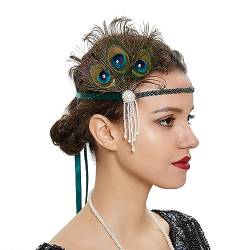 LJRPUPY Pfauenfeder Kopfschmuck Flapper Stirnband Roaring 20er Jahre Great Gatsby Haarschmuck für Frauen Mädchen von LJRPUPY