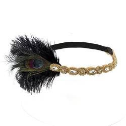 LJRPUPY Vintage Flapper Feder Stirnband Great Gatsby Kopfschmuck Braut Hochzeit Stirnbänder für Frauen Mädchen von LJRPUPY