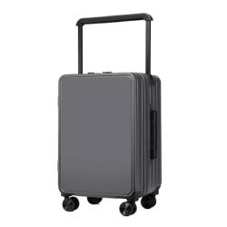 LJSPTU Koffer Doppelt vorne in der Mitte breiter Trolley-Koffer for Damen und Herren, Passwort-Koffer, Business-Boarding-Koffer Suitcase (Color : Gray, Size : 24in) von LJSPTU
