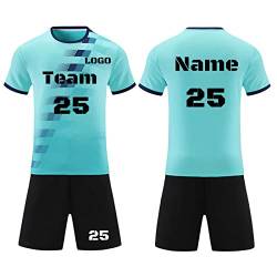 LJYTMZ Benutzerdefiniert fußball Trikot Shirt und Shorts 2 Teiliges Set Personifizieren Name Nummer Mannschaft Fussball Trikots Herren und Frauen von LJYTMZ