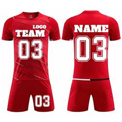 LJYTMZ Personifizieren Fussball Trikot Kinder Erwachsene Hemd & Kurze Set Benutzerdefiniert Trikot Jeder Name Nummer Team Logo fußball Geschenke für Jungs, Rot von LJYTMZ