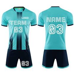 LJYTMZ Personifizieren Fussball Trikot Kinder Erwachsene Hemd & Kurze Set mit Nummer Name Team Logo Fußballtrikot Geschenke für Jungs von LJYTMZ