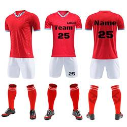 LJYTMZ Personifizieren Fußball Trikot Kinder Jungs T-Shirt Shorts 2 teiliges Set Benutzerdefiniert Beliebiger Name Nummer Team Logo Trikot Personalisiert von LJYTMZ