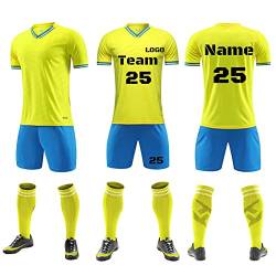 LJYTMZ Personifizieren Fußball Trikot Kinder Jungs T-Shirt Shorts 2 teiliges Set Benutzerdefiniert Beliebiger Name Nummer Team Logo Trikot Personalisiert von LJYTMZ
