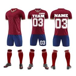 Outdoor Personifizieren Fussball Trikot Kinder Erwachsene Set mit Name + Nummer, T-Shirt + Shorts + Stutzen Jungen Mädchen Fußballtrikot Geschenk von LJYTMZ