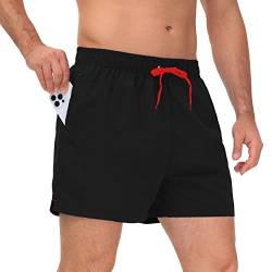 LK LEKUNI Badehose Herren Badeshorts Herren Kurz Schnelltrocknend Männer Schwimmhose Boardshorts Strandshorts Herren Beachshorts Schwarz_M von LK LEKUNI