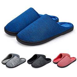 LK LEKUNI Hausschuhe Herren Damen Pantoffeln Filzpantoffeln Memory Foam rutschfest Puschen Plüsch Wasserdicht Bequem Blau 44 von LK LEKUNI