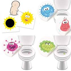 1 x WC Aufkleber SONNE + 4 x Monster Toilettensticker damit junge Männer besser in die Toilette zielen - verfärbende Sticker, lustig und hilfreich von LK Trend & Style