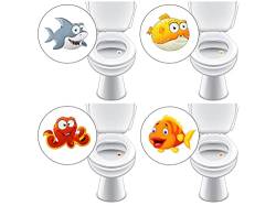 4 x Toilettensticker Unterwassertiere für Töpfchen und WC damit Jungs besser zielen - witzige Aufkleber! von LK Trend & Style