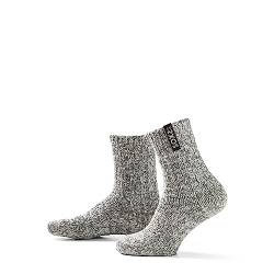 LK Trend & Style Damensocken SOXS graue Wollsocken aus Schafwolle warm Anti-Kratz Wadensocke für Damen Einheitsgröße (BLACK - graue Socke mit schwarzen Label) von LK Trend & Style